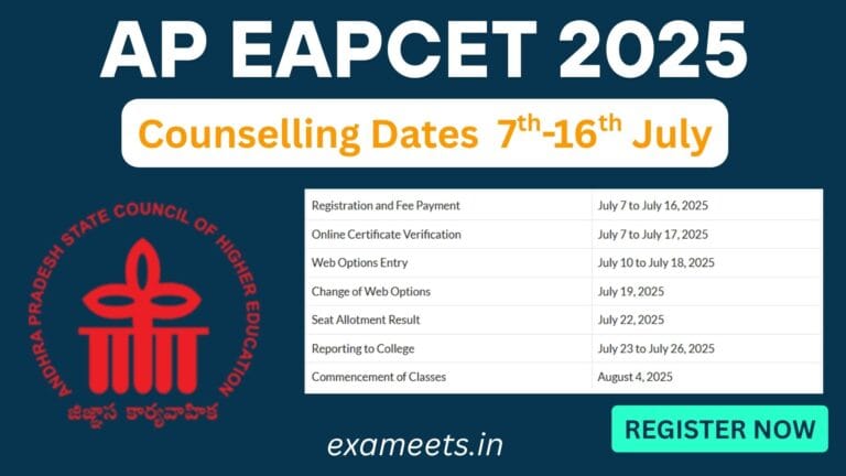 Ap eapcet counselling 2025 starts 7th july: all details