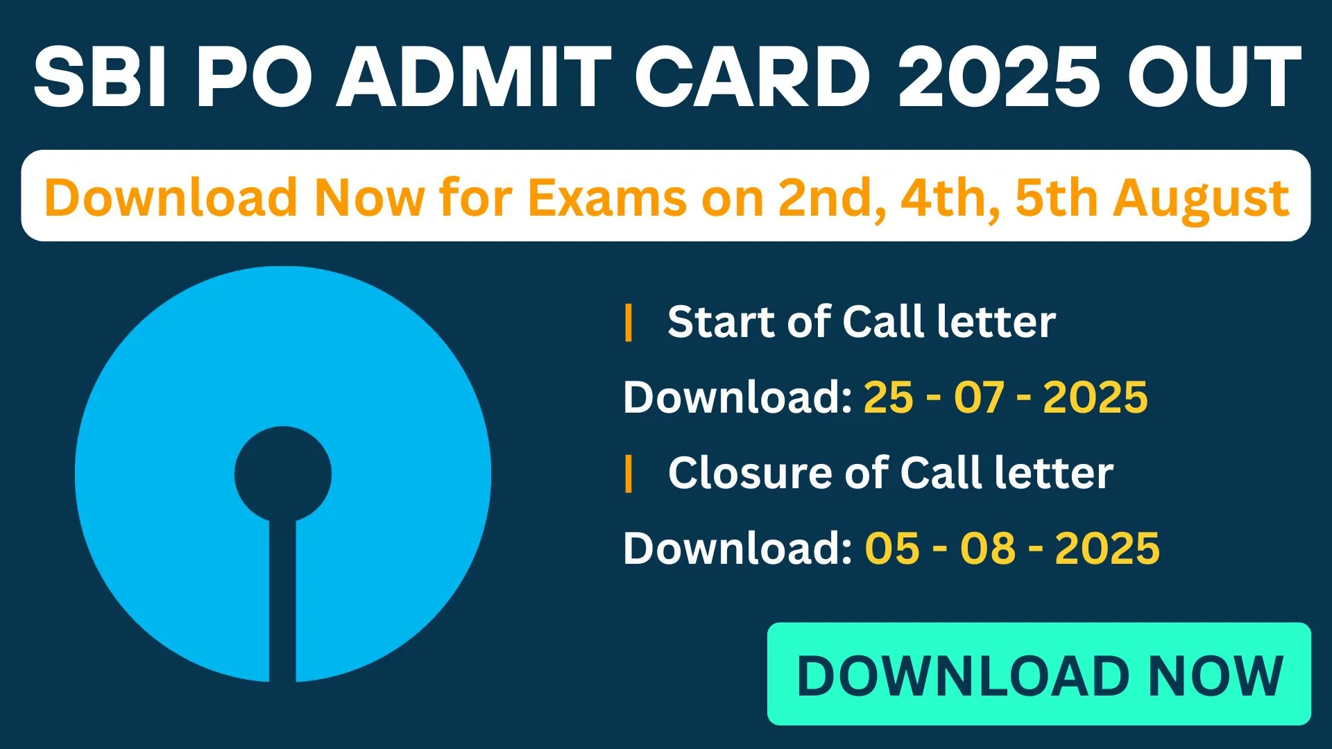 "SBI PO Admit Card 2025 released – Download hall ticket for 2nd, 4th, 5th August exam from sbi.co.in"