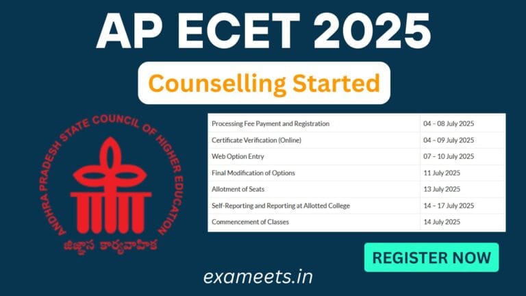 Ap ecet counselling 2025: register now